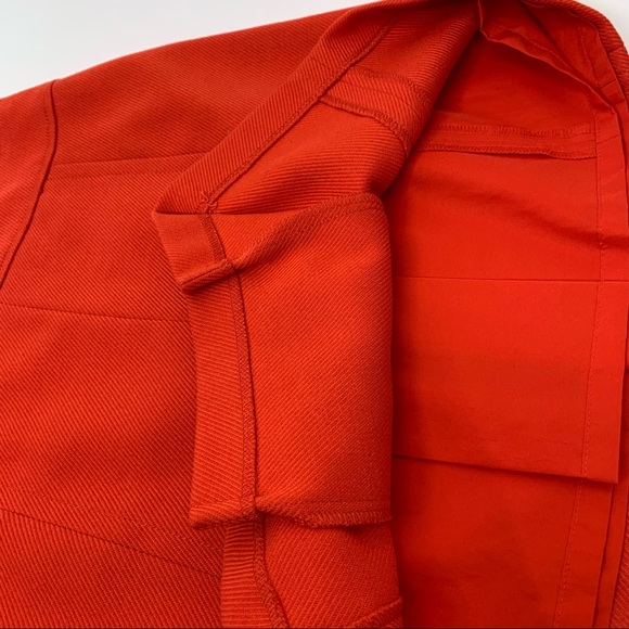 LOFT Ann Taylor Solid Orange Slit Front Cross Weave Lined Mini Skirt Size 2 - Picture 9 of 16